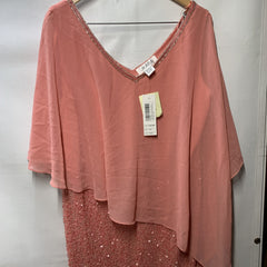 J Kara Caplet Short Cocktail Party Beaded Dress Women’s Size 14W Pull-On Coral