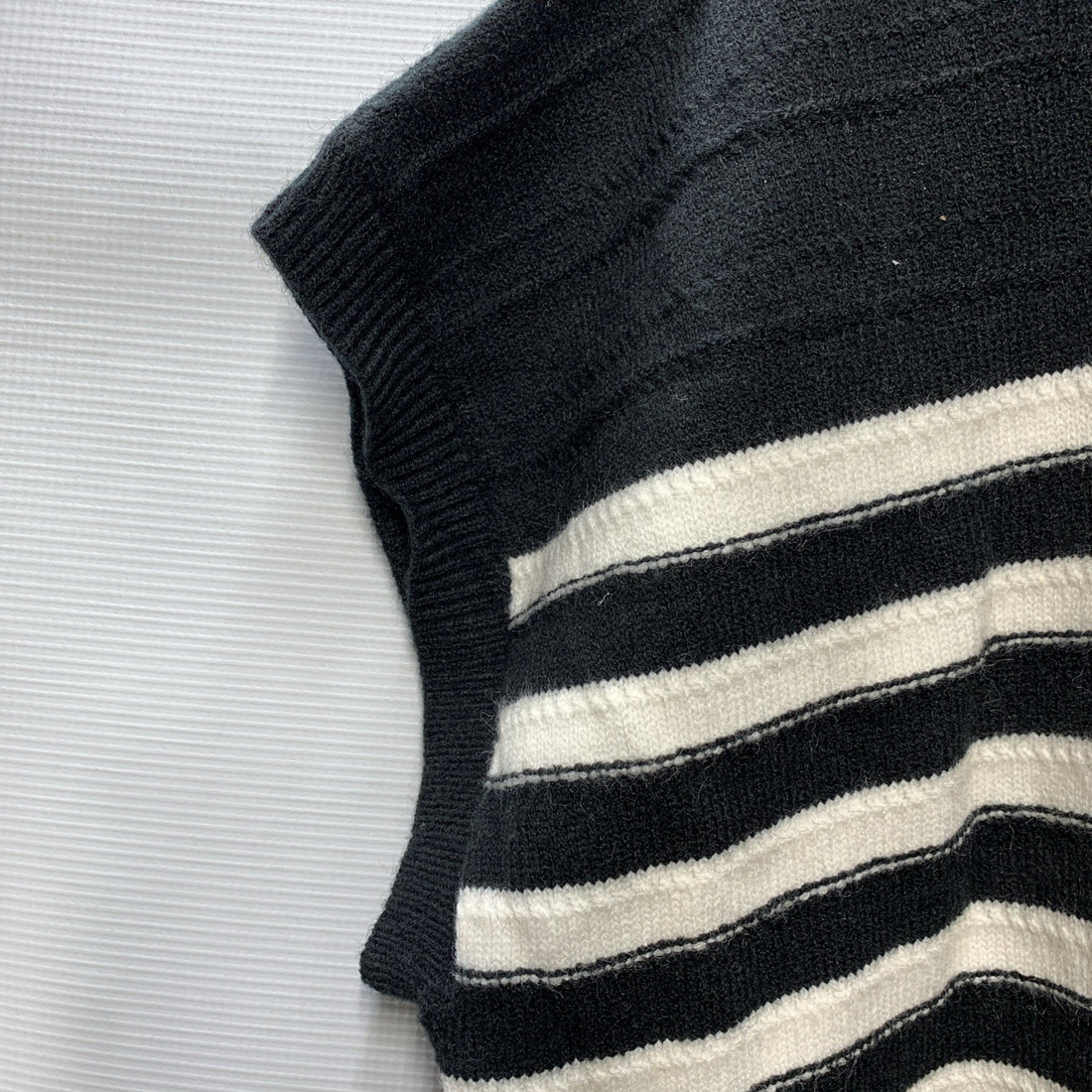 GRACE KARIN Striped Cap Sleeve Knit Sweater Crop Top Oversized Black/White 2XL