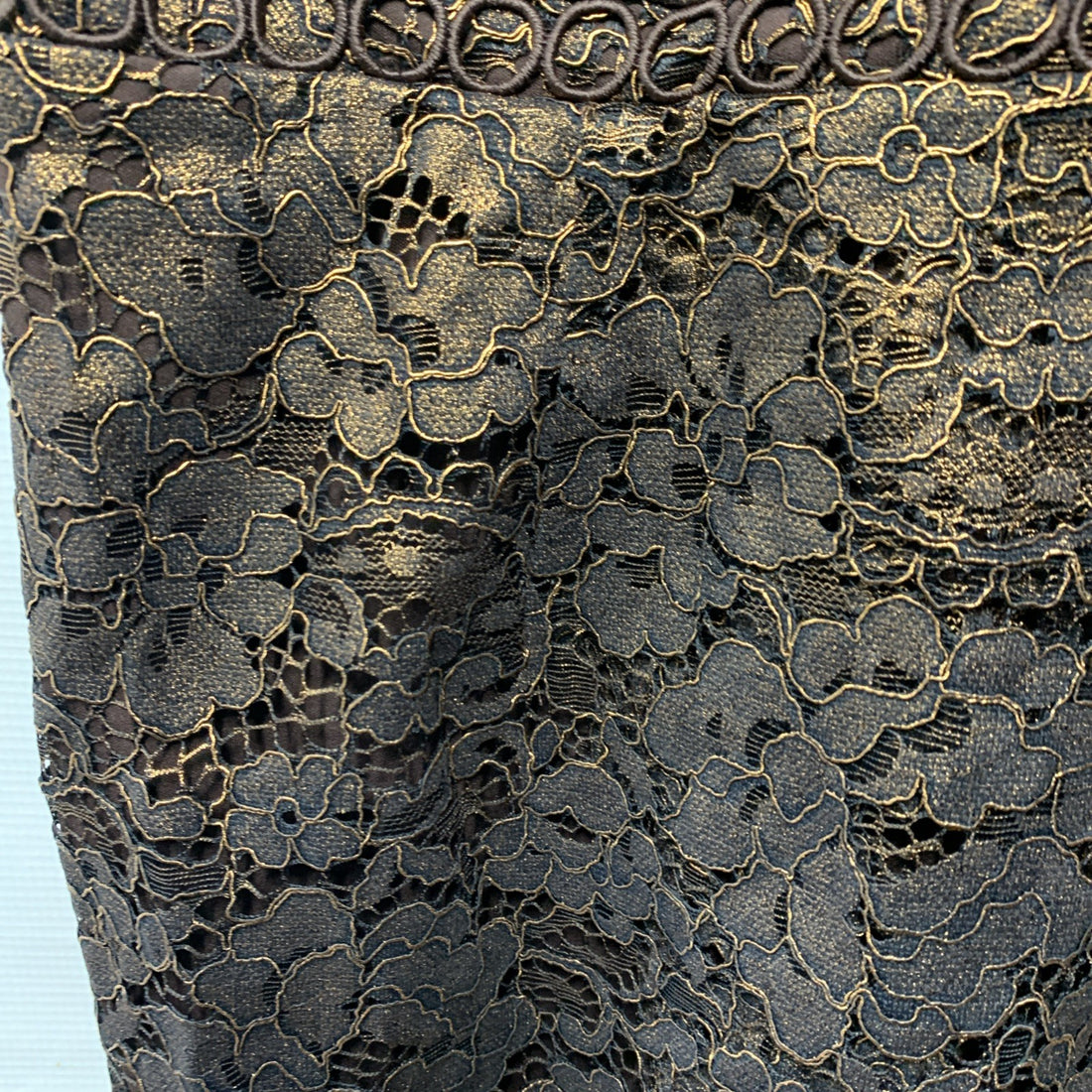Adrianna Papell Size 18 Bronze Foil Lace Sheath Party Cocktail Dress Sleeveless