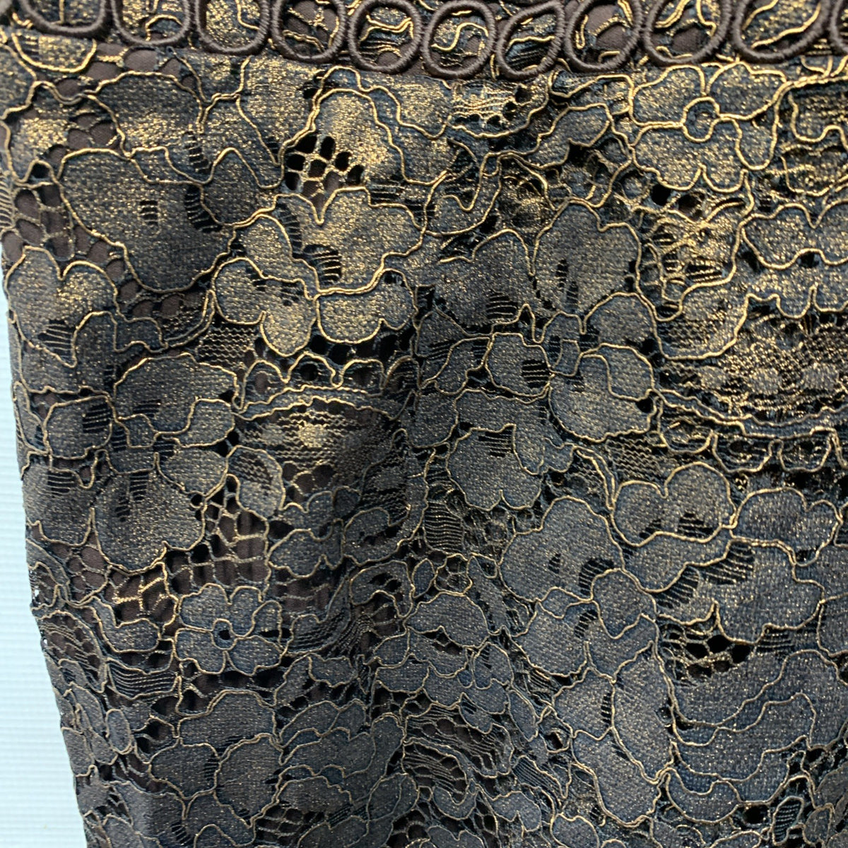 Adrianna Papell Size 18 Bronze Foil Lace Sheath Party Cocktail Dress Sleeveless