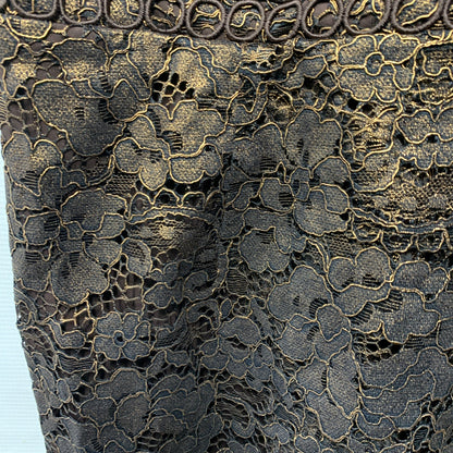 Adrianna Papell Size 18 Bronze Foil Lace Sheath Party Cocktail Dress Sleeveless