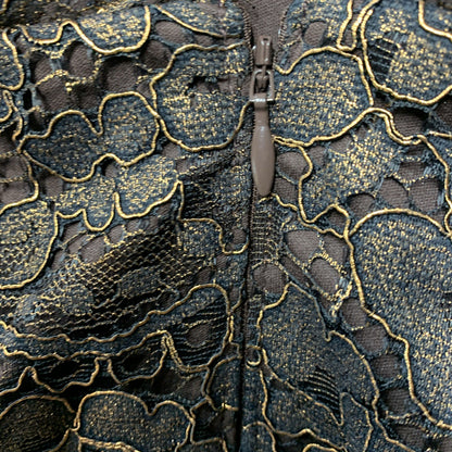 Adrianna Papell Size 18 Bronze Foil Lace Sheath Party Cocktail Dress Sleeveless