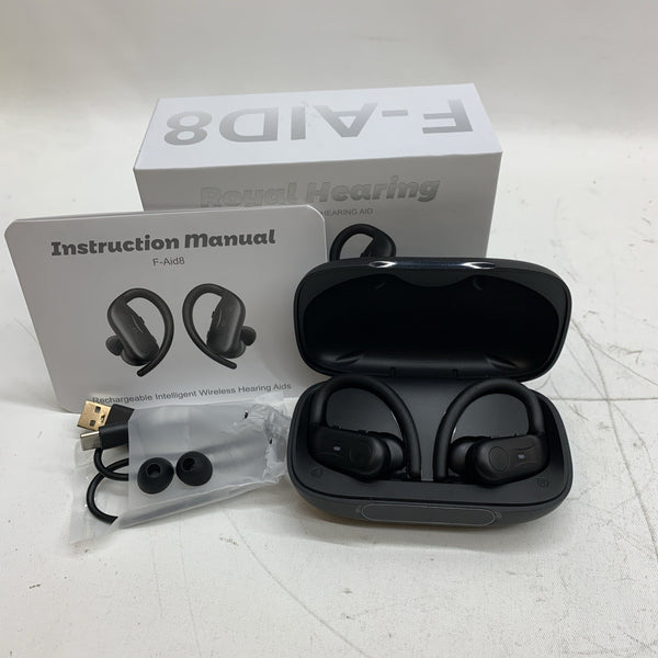 F-Aid8 Bluetooth Hearing Aids Black for Seniors Rechargeable Hearing Aid Earbuds