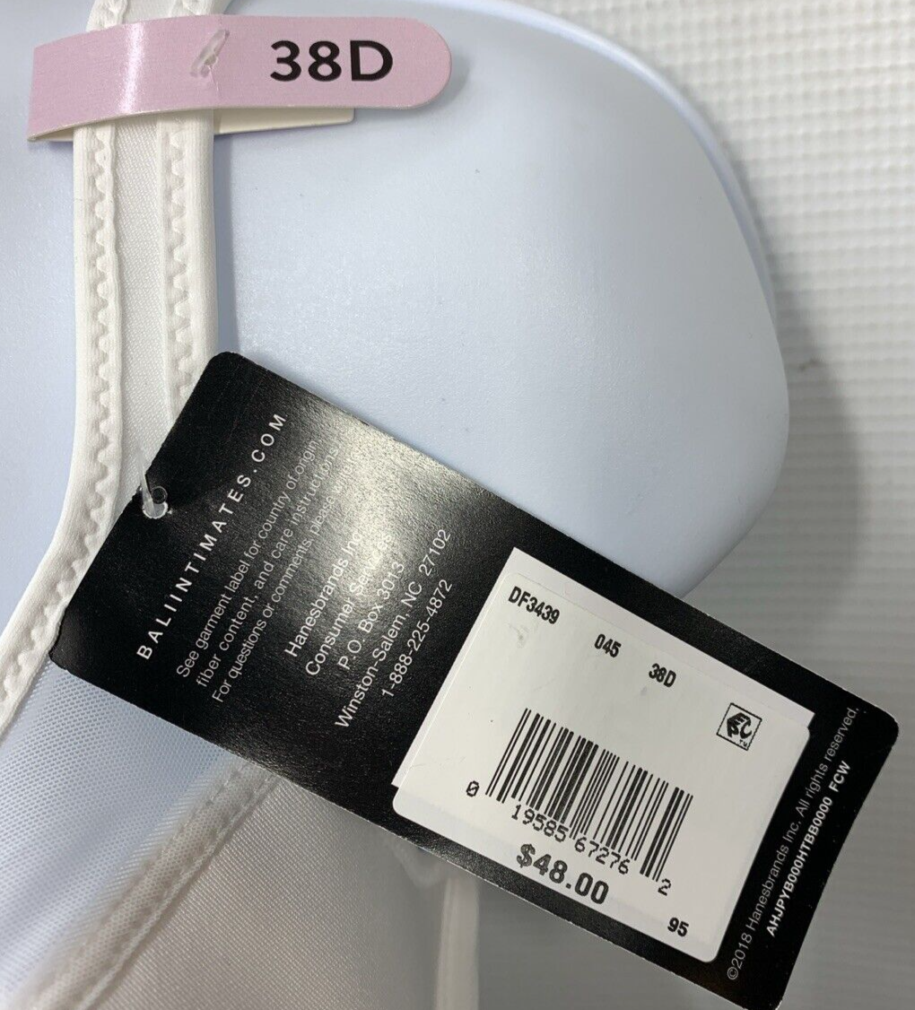 Bali Women's One Smooth U Ultra Light Illusion Neckline Underwire Bra Size 38D