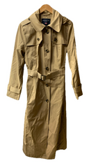 London Fog Women's British Khaki Hooded Double Breasted Trench Coat Size Large