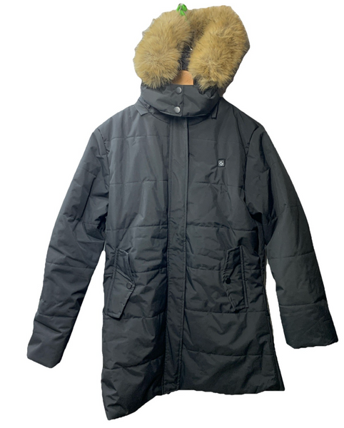 Genovega Women's Heated Jacket Long Sleeve Black Size L with Hood and Pockets