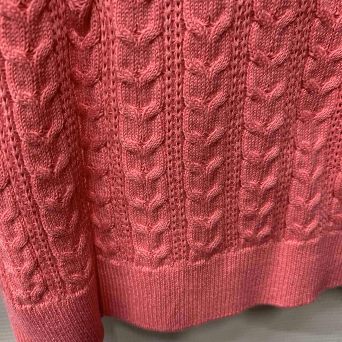 Nautica Jeans Womens Sweater Cable Knit Pink Cotton Long Sleeve Boatneck Size L