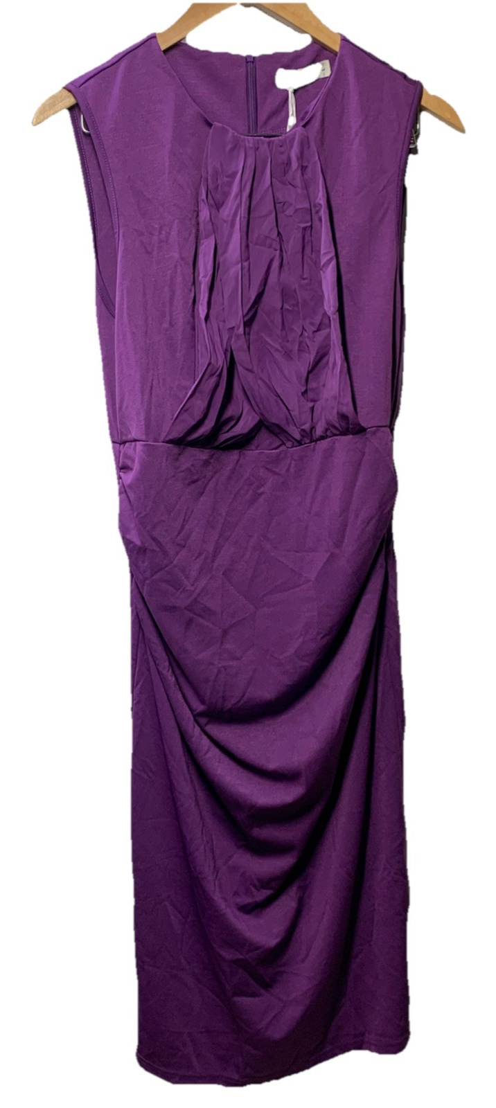 GRACE KARIN Cocktail Party Dress Sleeveless Ruched Size Large Purple Front Drape