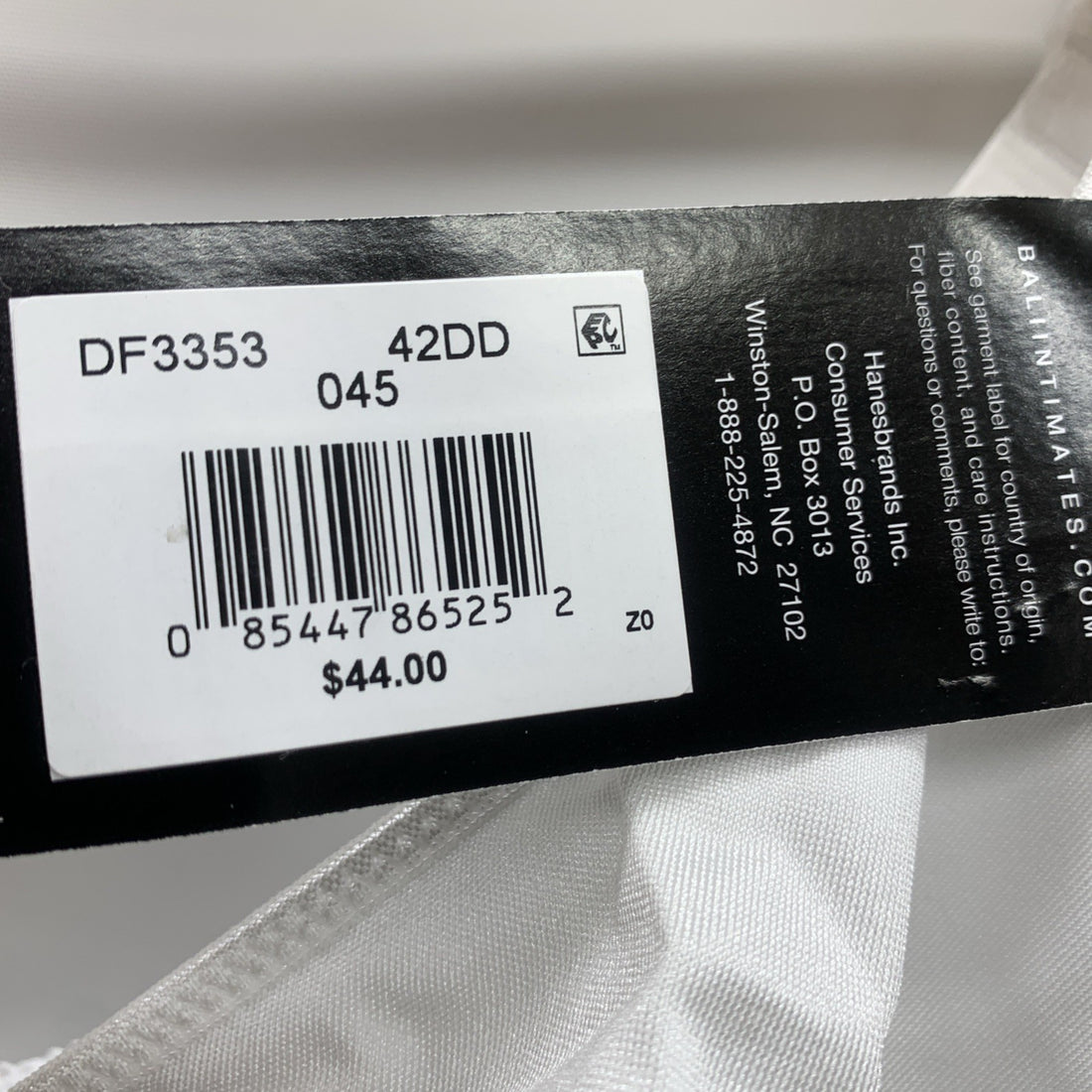 Bali Live It Up Underwire Full Coverage Bra DF3353 Seamless Size 42DD White