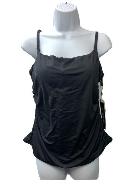 La Blanca Women Island Goddess Lingerie Strap Tankini Swimsuit Top Size 14 Black