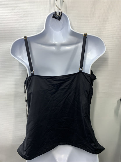 La Blanca Women Island Goddess Lingerie Strap Tankini Swimsuit Top Size 14 Black