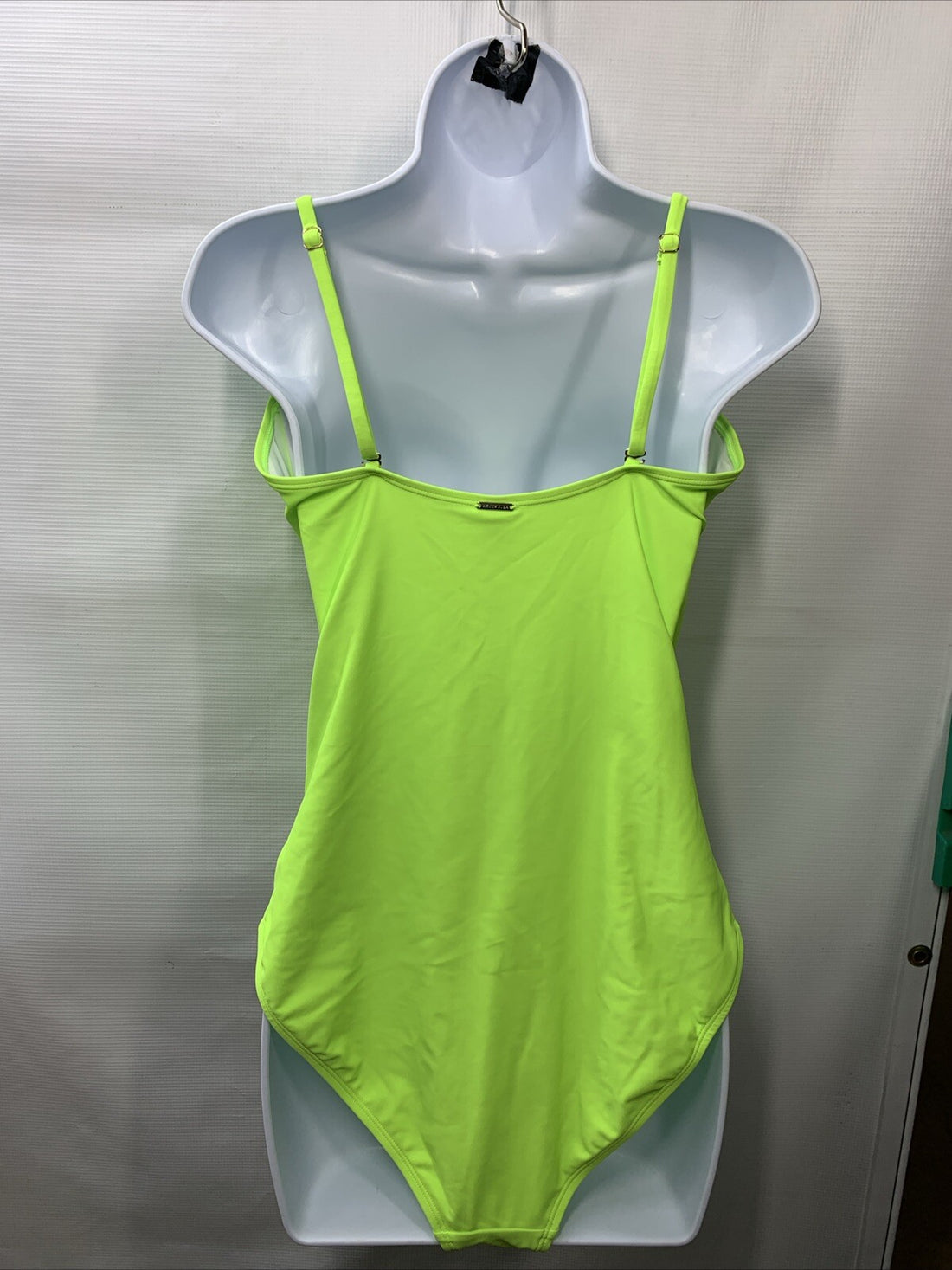 RELLECIGA Women's Strapless One Piece Ruched Swimsuit Size L Swimwear Neon Green
