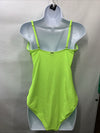 RELLECIGA Women's Strapless One Piece Ruched Swimsuit Size L Swimwear Neon Green