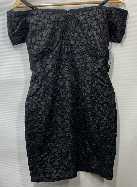 Donna Morgan Women's Cute Mini Cocktail Dress Black Size 6 Raised Floral Print