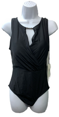 Calvin Klein Women's Standard High Neck Cutout One Piece Swimsuit Size 8 Black