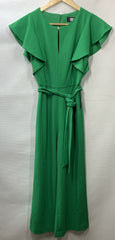 DKNY Womens Navy Flutter Sleeve Keyhole Neck Cropped Jumpsuit Green Size 2P