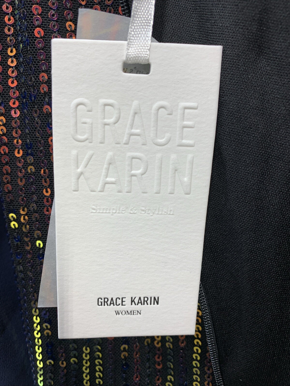 GRACE KARIN Women 2024 Sequin Dresses Shiny Sparkly Cocktail Party Dress Size M