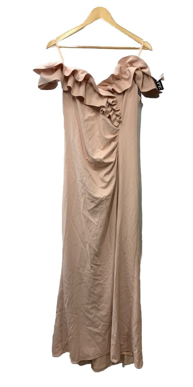 Xscape Women's Long Stretch Scuba Crepe Ruffle Collar Ruched Dress 4914X Size 14