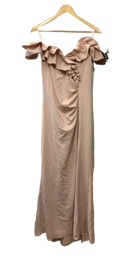 Xscape Women's Long Stretch Scuba Crepe Ruffle Collar Ruched Dress 4914X Size 14