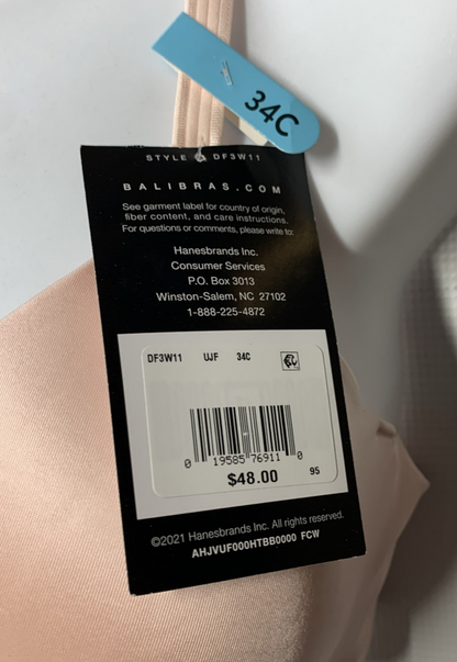 Bali Women's One Smooth U Smoothing & Concealing Underwire T-shirt Bra Size 34C