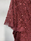 J Kara Women's Beaded Cowl Neck Flutter Sleeve Dress Cranberry Plus Size 22W