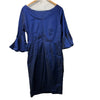Alex Evenings Women's Short Taffeta Portrait Collar Formal Dress Blue Size 12
