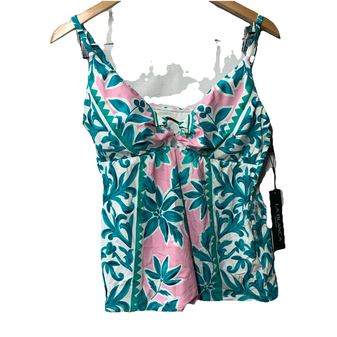 La Blanca Women's Over The Shoulder Tankini Swimsuit Top LB5SS87-MLT Size 16