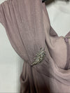 Alex Evenings Women's Long L-Neck Glitter Mesh Dress With Ruched Neck Line 16P