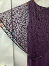 J Kara Sequin Capelet Long Beaded Dress V-neck Pull On Size 22W Purple
