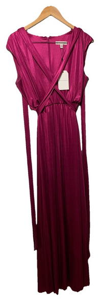Dress The Population Krista Plunge Neck Side Slit Dress Maxi Size XL Sleeveless