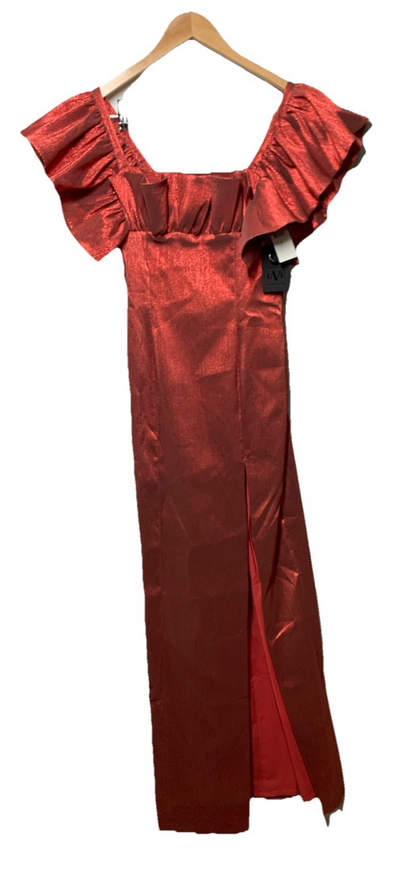 Black Halo Prince Gown Ruffle Sleeve Square Neck Formal Wedding Rose Glow Size 6