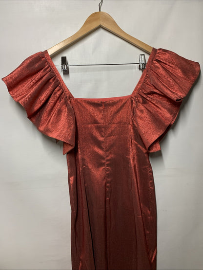 Black Halo Prince Gown Ruffle Sleeve Square Neck Formal Wedding Rose Glow Size 6