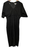 London Times Women's Black Midi Dress V-Neck Office Formal Short Sleeve Size 4
