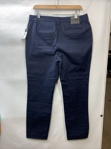 Tommy Hilfiger Women's Hampton Chino Lightweight Long Pants Relaxed Fit 10 Blue