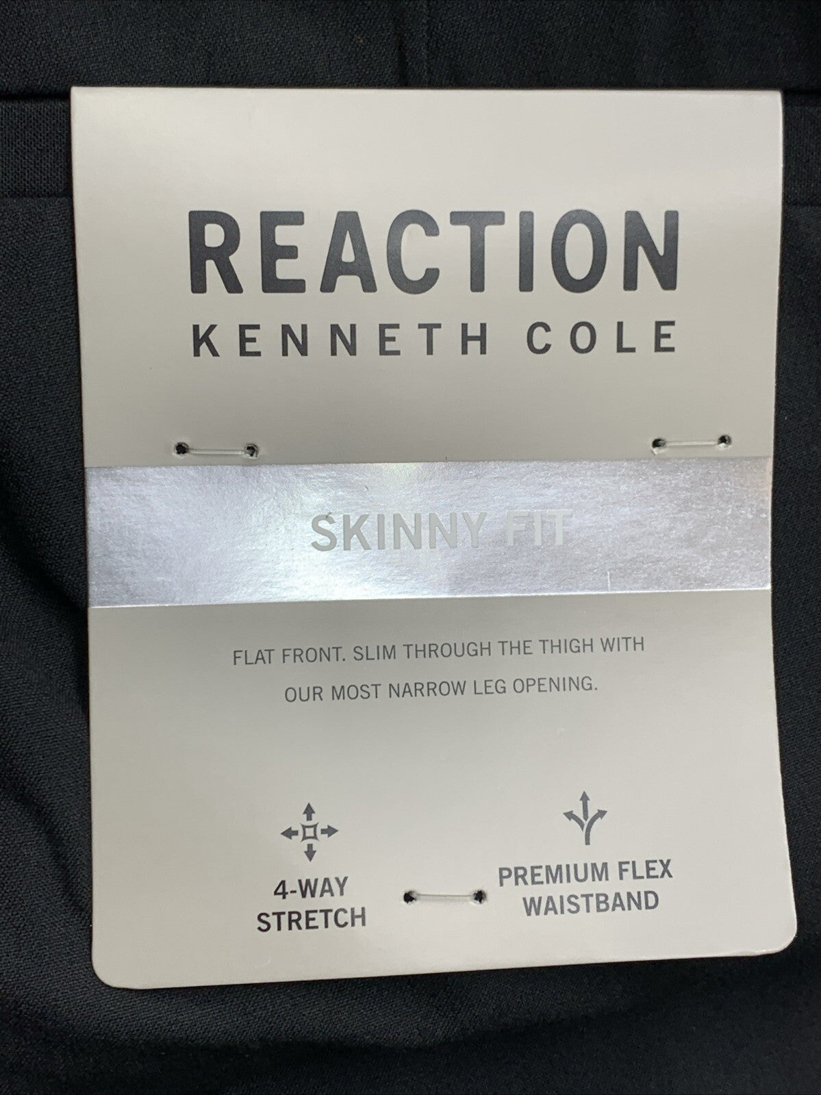 Reaction Kenneth Cole Mens Navy Skinny Fit Stretch Flex Waistband Pants 34x30