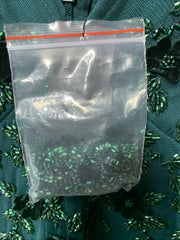 Adrianna Papell Women's Green Beaded Floral Gown Dress Sleeveless V-neck Size 12