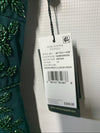Adrianna Papell Women's Green Beaded Floral Gown Dress Sleeveless V-neck Size 12
