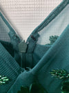 Adrianna Papell Women's Green Beaded Floral Gown Dress Sleeveless V-neck Size 12