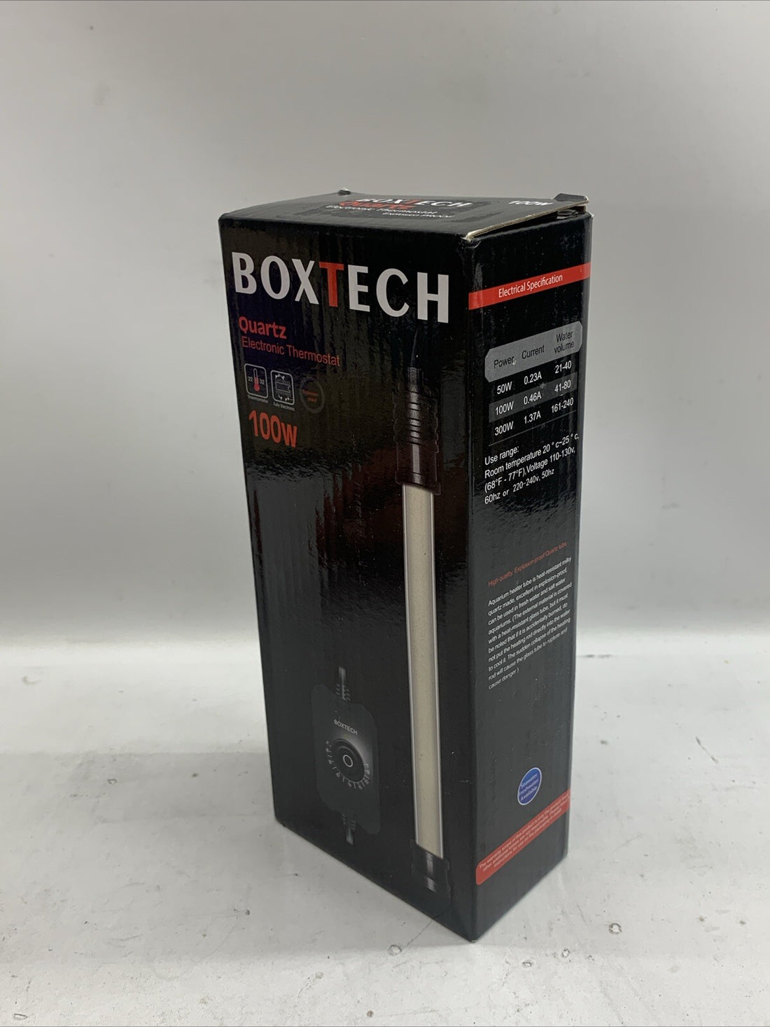 Boxtech Aquarium Heater Electronic Thermostat Explosion Proof 100W 0.46a 41-80