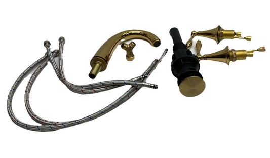 Kingston Brass KS2972NL Naples Widespread Lavatory Faucet Polished Brass 8-inch