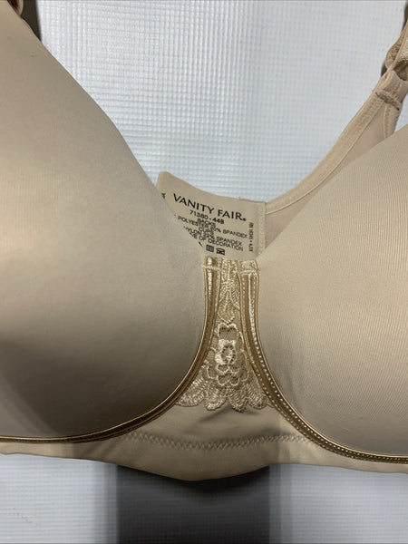 Vanity Fair Beauty Back Smoother Full Figure Wirefree Bra 71380 Size 44B Beige
