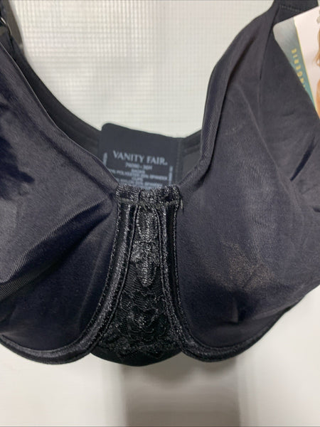 Vanity Fair 76080 Womens Beauty Back Smoothing Minimizer Bra Underwire 36H Black