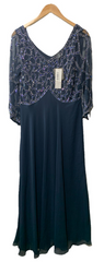 J Kara Womens 3/4 Sleeve Geo Beaded Gown Special Occasion Long Dress Size 12