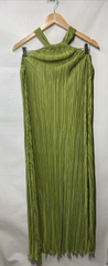 Petal and Pup TF9166-2-PPX Women's Melody Plisse Halter Maxi Dress Olive Size M