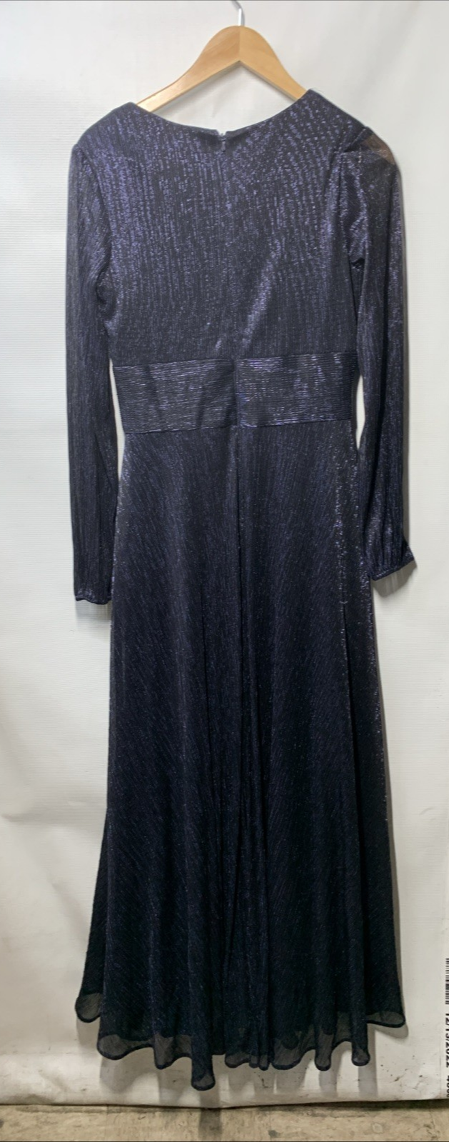 Betsy & Adam Women's A24903 Long Sleeve V-Neck Dress Floor-Length Navy Size 10