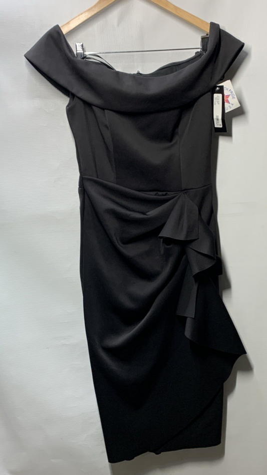 Xscape Women's Off-The-Shoulder Scuba Crepe Evening Cocktail Dress Size 8 Black