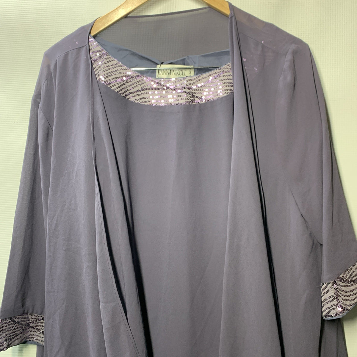 Hanna Nikole Plus Size Pant Suit 2 Piece Chiffon Set Ruffle Layers Size 24W