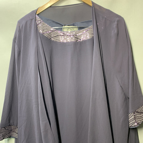 Hanna Nikole Plus Size Pant Suit 2 Piece Chiffon Set Ruffle Layers Size 24W