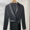 Adrianna Papell AP1D102894 Women's Long-Sleeve Creepe Tuxedo Jumpsuit Black 4