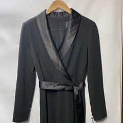 Adrianna Papell AP1D102894 Women's Long-Sleeve Creepe Tuxedo Jumpsuit Black 4